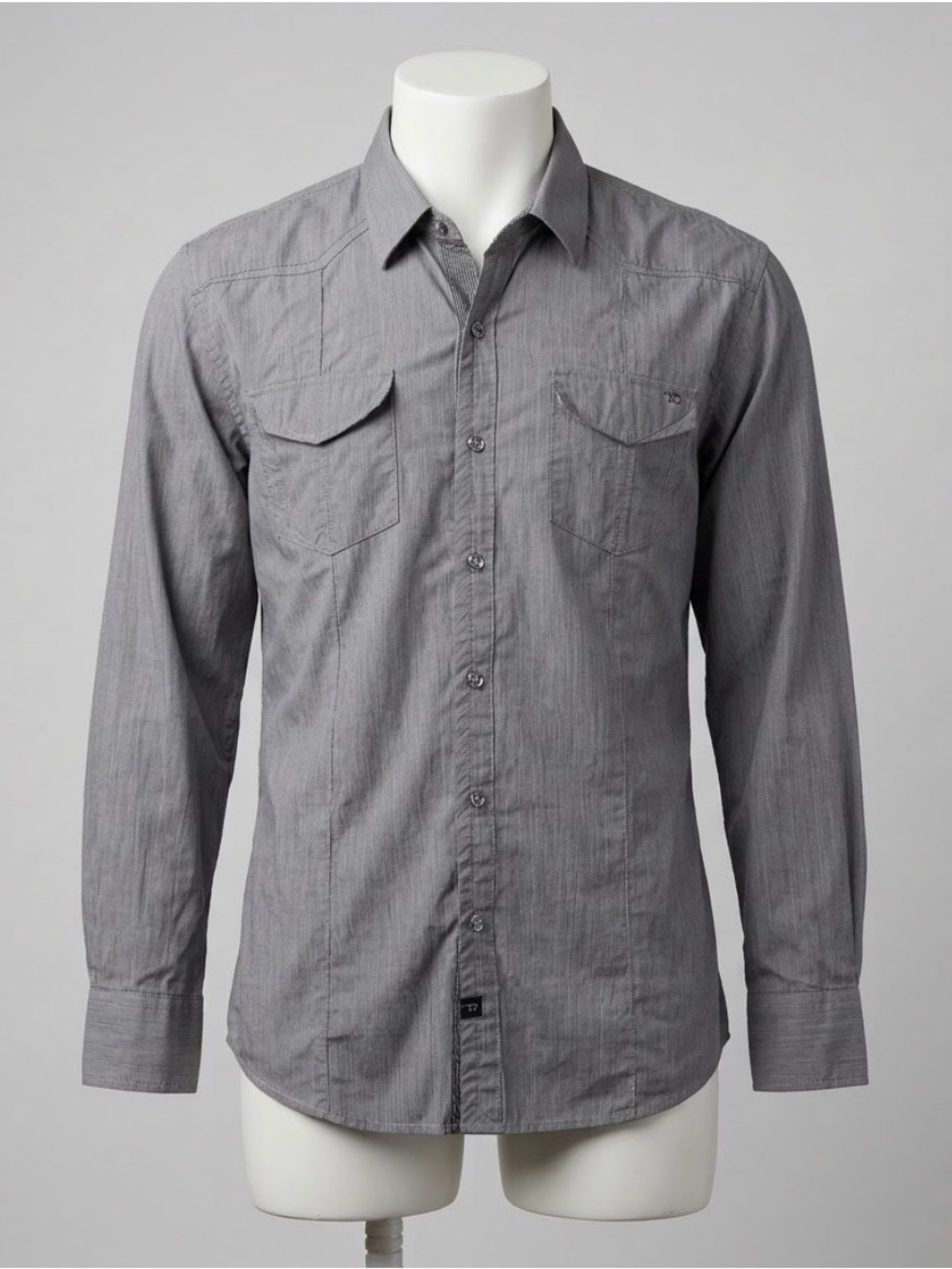 7Diamonds The Catalyst Men’s Gray Western Button Down Shirt Long Sleeve Size M